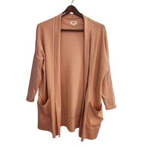 Pact Organic Cotton Airplane Open Front Cardigan in Peachy/pink Sz. M / L